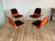 4x Fine Vintage Design Stuhl Gerd Lange 1975 für Drabert 70er Sidechair orange