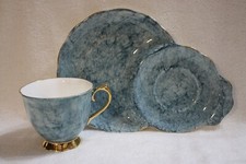 Vintage Royal Albert Teacup and Snack Plate Gossamer Marble (Blue)