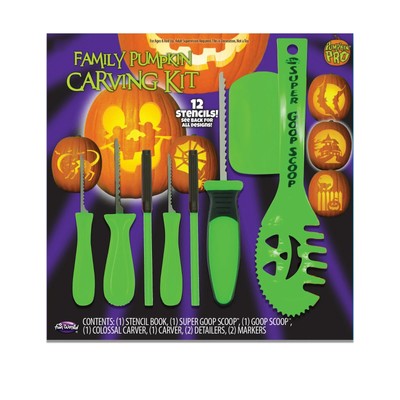 Fun World Pumpkin Pro Family Size Green Plastic Carving Kit Halloween Decoration