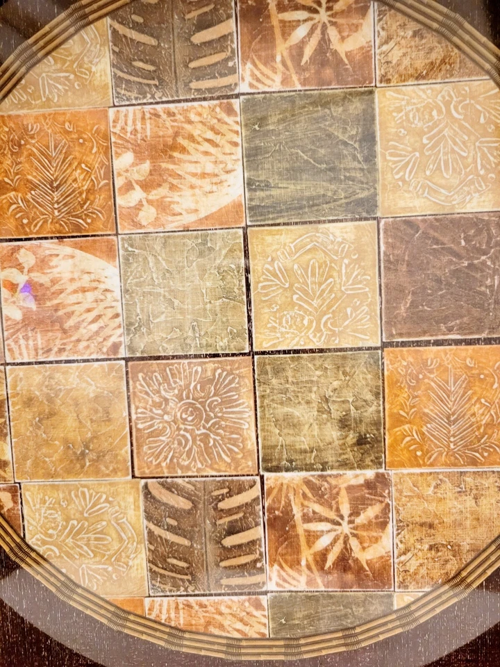 Serving Tray Presidio Round Brown Nature Theme 14" With Handles - Image 4 of 4