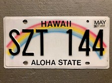 HAWAII LICENSE PLATE RAINBOW  ALOHA STATE RANDOM LETTERS/NUMBERS NICE!!!