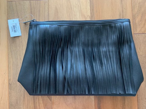 NWT SPACE NK APOTHECARY Clutch Cosmetic Makeup Toiletry Case BLACK FRINGE BAG - 第 2/5 張圖片