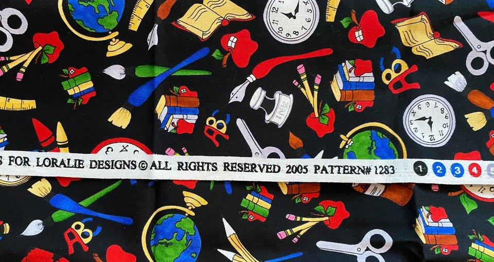 Tecido de algodão vintage OOP Loralie Harris 2005 material escolar 51 x 44"" - Imagem 4 de 4