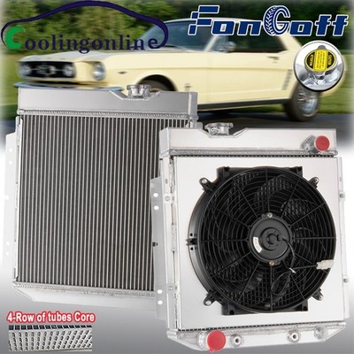 4-Row Aluminum Radiator Shroud Fan For Ford 1960-65 Falcon 1965-66 Ford Mustang