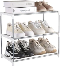 Small Shoe Rack, Narrow Stackable Shoe Shelf Organizer for Entryway, Doorway and