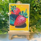 ACEO Original Art Acrylic Strawberry Fruit Food by Jill/ Tulip and Topaz — photo 1