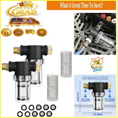 #ad 2 Pack Garden Hose Filter Pressure Washer Inline Sediment Water Filter $49.64
