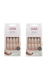 (Pack 2) Kiss Salon Acrylic Natural Acrylic Nails, SN01, 86583 Long