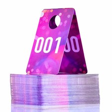 Live Plastic Number Tags Consecutive Tag, 1-100, Pink Spots