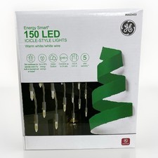 GE Warm White LED Energy Smart 150Ct Christmas Wedding Icicle Lights Faceted New