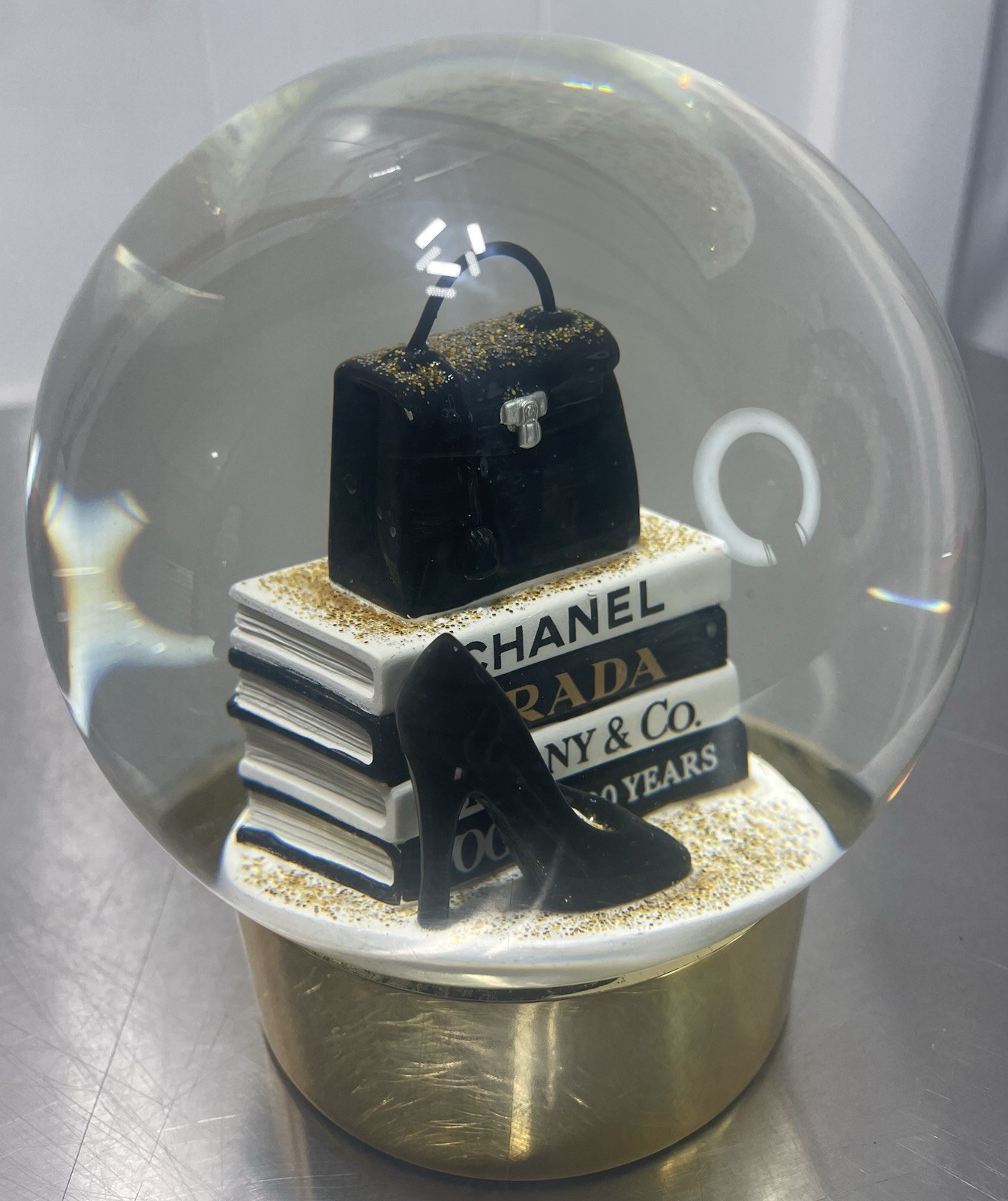 Z Gallerie Fashion Glitter Globe (Gold Sparkles) Chanel Prada Tiffany Vogue New thumbnail 5