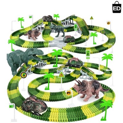 Create A Dinosaur World - 156 Piece Track Playset with 2 Dinosaur Cars for Kids
