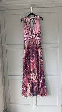 Karen Millen  Pink & Red Pleated Midaxi Dress. Size 10, RRP £199