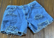 Vintage 1989 Levi s 505 Distressed Cutoff Denim Shorts Womens Sz 8