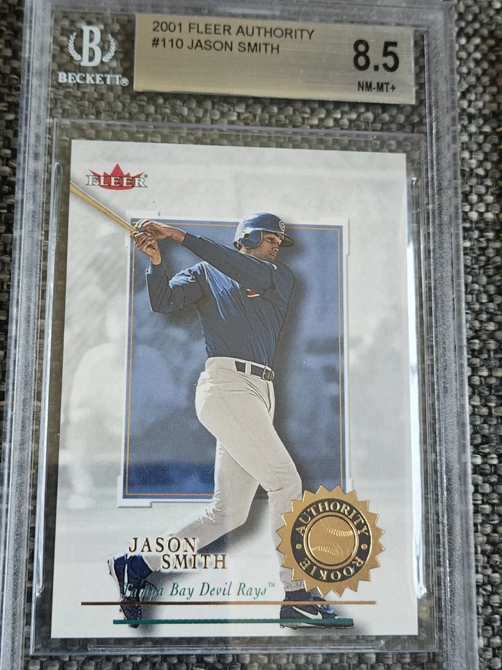 Lote 4/2001 Beckett Graded Fleer Auth. Jason Smith, blanco mate, Teixeira, Melian Foto 3 de 4