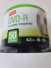 New  Sealed 50 Pack Staples DVD-R Recordable discs 4.7GB 16X 120Min