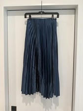 Zara Satin Effect Pleated Midi Skirt Navy