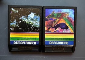 INTELLIVISION DRAGON FIRE & DEMON ATTACK CARTS & 1 OVERLAY EACH/CLEANED & TESTED