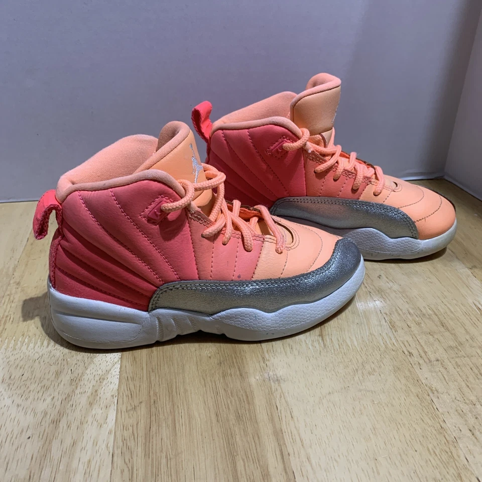 Nike Air Jordan 12 Retro Amanecer Zapatos Niñas Niños Talla 12C Tenis 510816-601 Foto 3 de 4