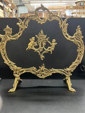Vintage French Rococo Brass Fireplace screen 26 inch by 25 1/2 inches Vintage French Rococo Brass Fireplace screen 26 inch by 25 1/2 inches - Image 1