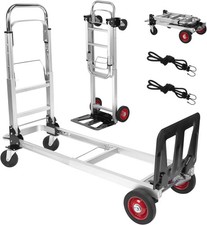 Heavy Duty Folding Hand Truck, 500Lbs Aluminum Dolly Cart with 2 Large Wheels