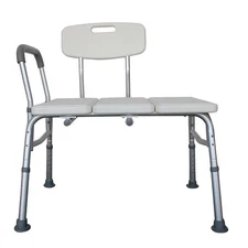 Transfer Bench and Shower Chair with Non Slip Aluminum Body, Adjustable Height