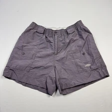 AFTCO Fishing Shorts Mens 38 Purple Gray Nylon Elastic Waist Cargo Pockets