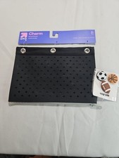 New Charm Pencil Pouch 3-Ring Binder Zipper Case 10x7.25in Black w/ Charms A12