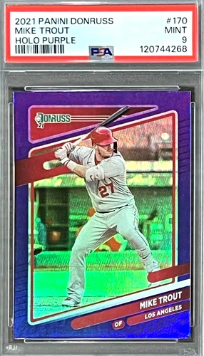 2021 Panini Donruss Mike Trout #170 (HOLO PURPLE) PSA 9 MINT (RARE: LOW POP)