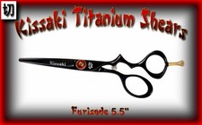 Kissaki Pro 5.5" Furisode Black Titanium Hair Cutting Scissors Salon Hair Shears