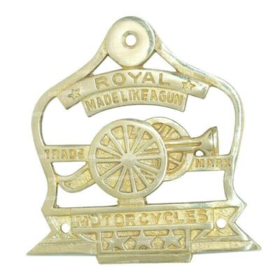 Passend für Royal Enfield Royal Made Like a Gun Messing Kanone Abzeichen Embl...