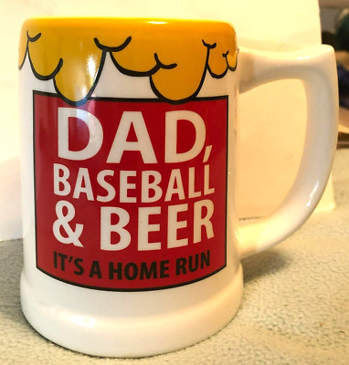 Dad, Baseball & Beer Mug (5'' high)  Early Fathers Day Gift Idea