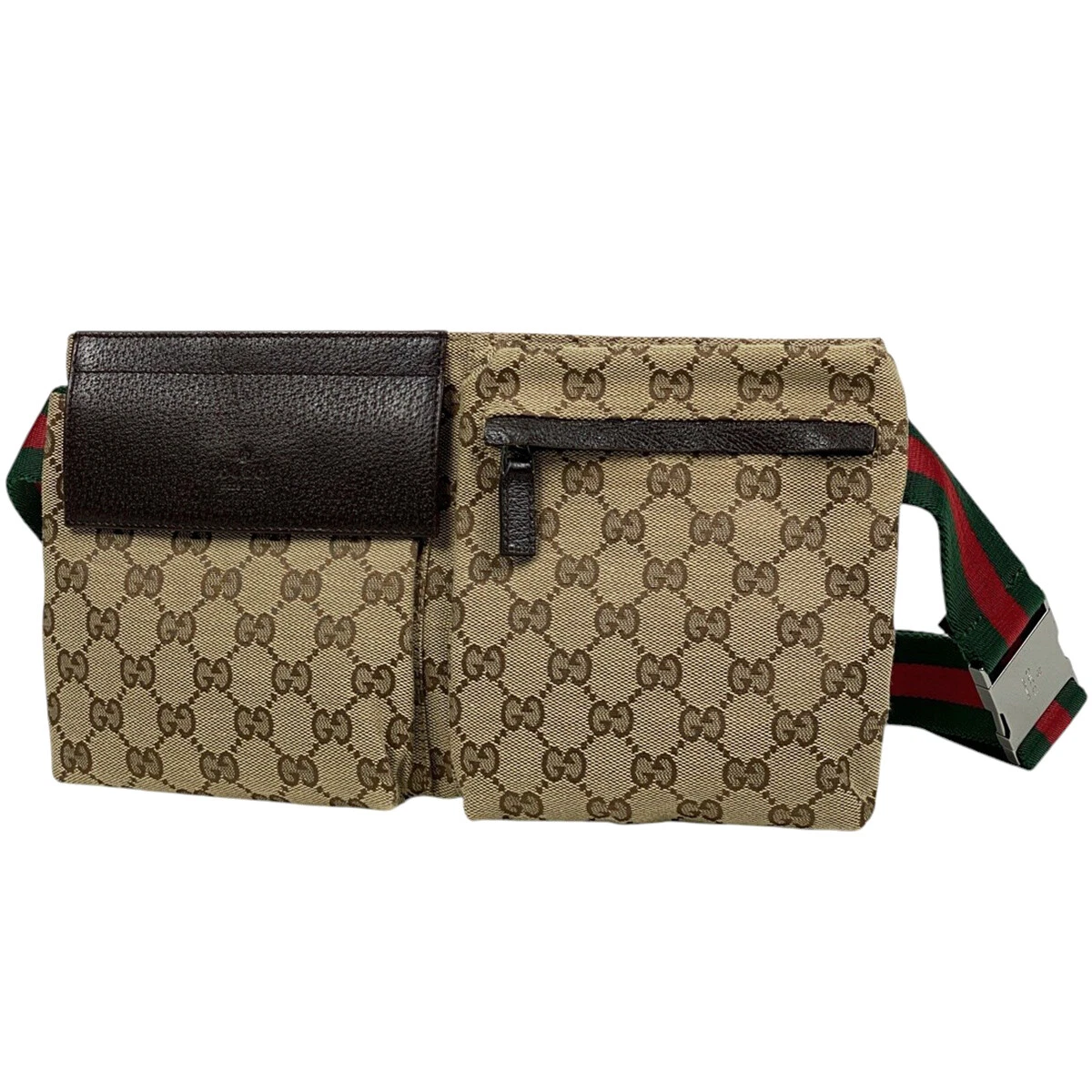 GUCCI GG Motif Sac à Taille Pochette Taille Ligne Sherry Web Body Bag GG Toile Br...