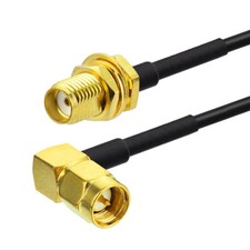 SMA female jack bulkhead to SMA plug male right angle male pigtail cable RG174