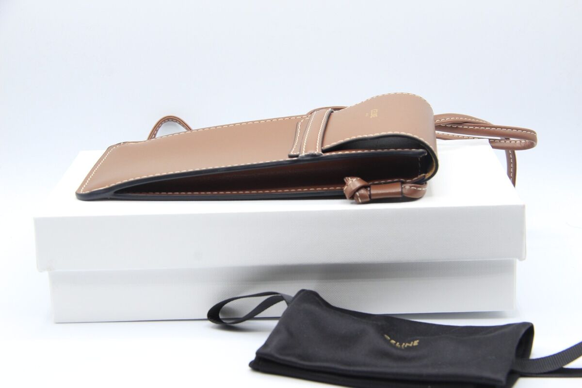 NEW CELINE BROWN LEATHER STRAP POUCH SUNGLASSES EYEGLASSES NEW CELINE BROWN LEATHER STRAP POUCH SUNGLASSES EYEGLASSES