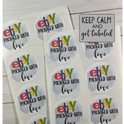 Ebay Packaged with Love Round Stickers Labels Envelope Seals | eBay
