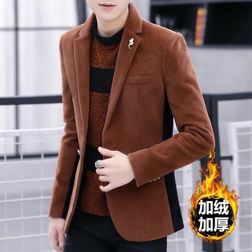 Men's Lapel Collar Blazer Coat Pleuche 