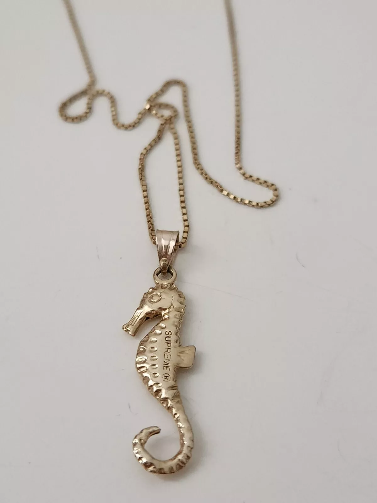 FW16 Supreme Seahorse Gold Pendant + Chain 14K Yellow Necklace