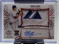 2021 Leaf Trinity Maddux Bruns Red Rookie Patch Auto 31/50!