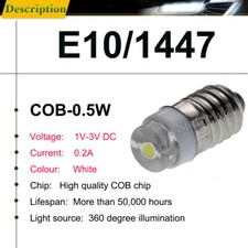 E10 0.5W Schraubsockel LED Birne 1.2V 1.5V 2.2V 2.5V 3V DC Weiß Licht Lampe