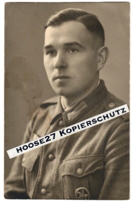 Portrait WH junger Panzergrenadier Reiterabzeichen Neuruppin AK 2.WK orig. 6395