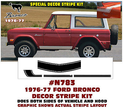 1966-1977 Ford Bronco Grille Letter Decal Set GLOSS BLACK N740-BK