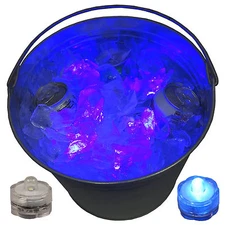 BBQ Beer Bucket Tub Glow Lights LED Submersible Fun Novelty Festive 12 Blue