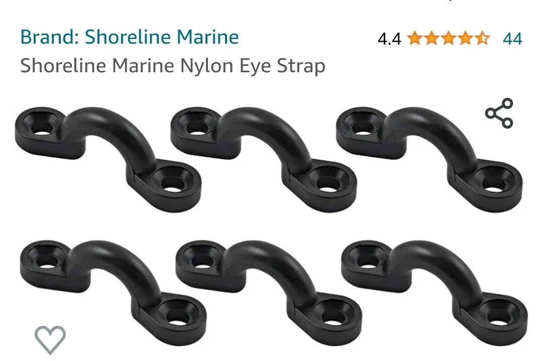 Kayak Accessories Paddle Gear Nylon Eye Straps 6 Pack Charter Marine 92003 Black