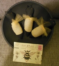 Primitive/Vintage/Rustic Honey Bees-bowl fillers/ornies/cupboard tucks Set of 3