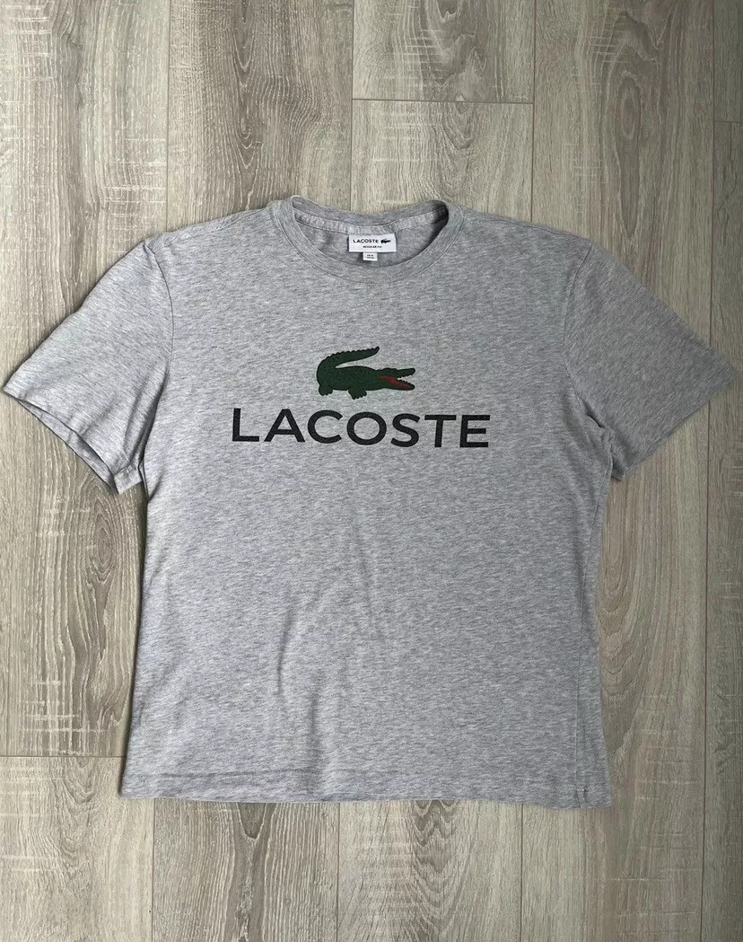 Lacoste Big Center Logo Grey T Size M | eBay