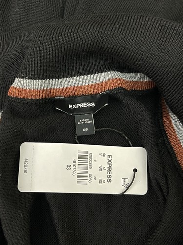 Express Men's Cardigan Black Merino Wool Size XS Retail $128 - Picture 3 of 4
