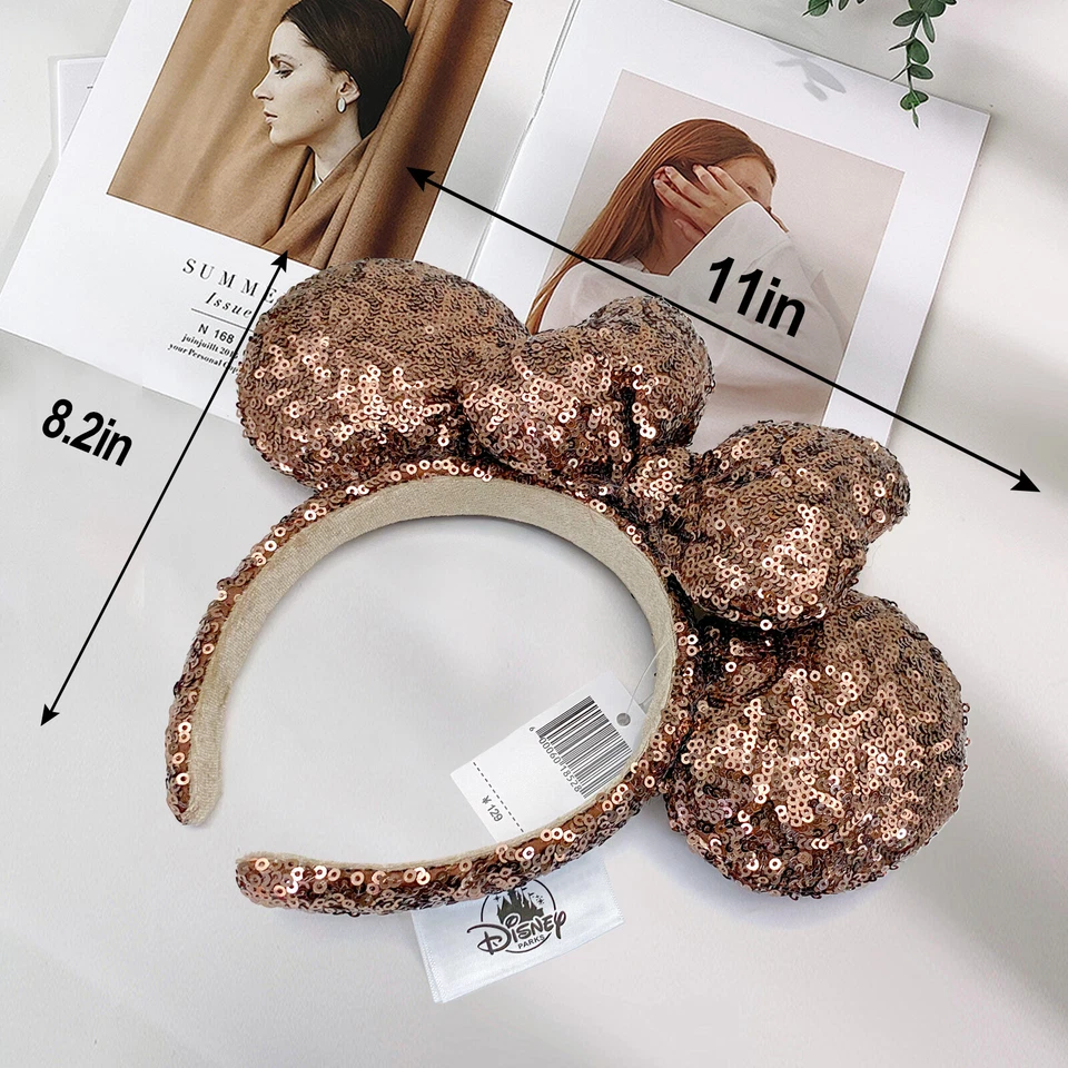 Diadema Brillante Lentejuelas Marrón Parques Disney Tokio Orejas de Minnie Mouse Mickey Mouse Foto 2 de 4