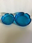 Blenko Nesting Glass Ashtrays Blue Lotus Set of 2 Textured 1960’s MCM Vintage