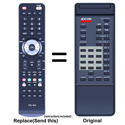 RC-600CD Replacement Remote Control For Adcom 5 Disc CD Player GCD-600 GCD-700